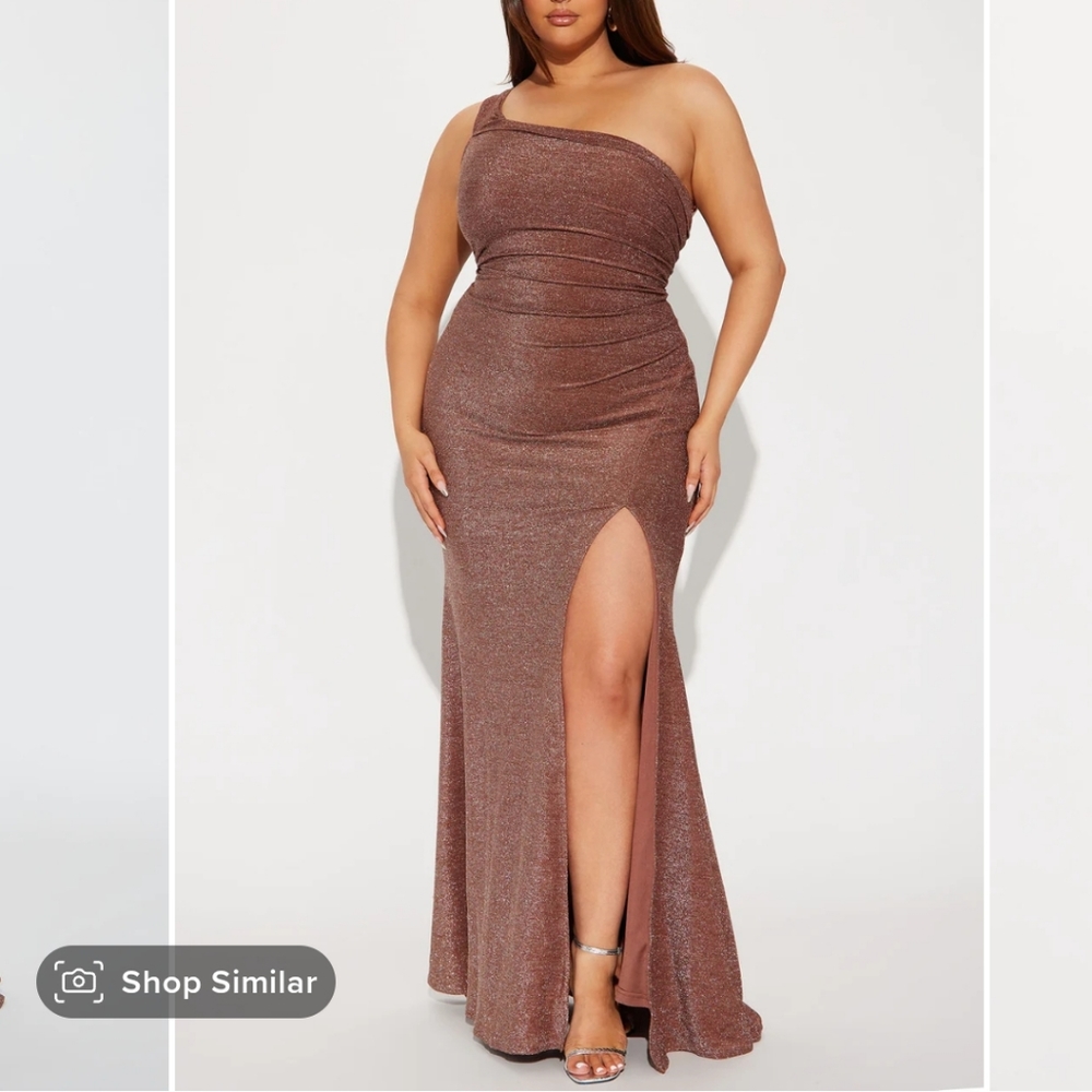 One Shoulder Lurex Maxi Dress